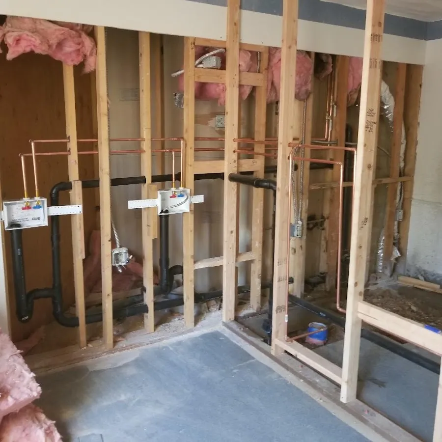 Copper pipe rough-in and plumbing installation in Farmersville